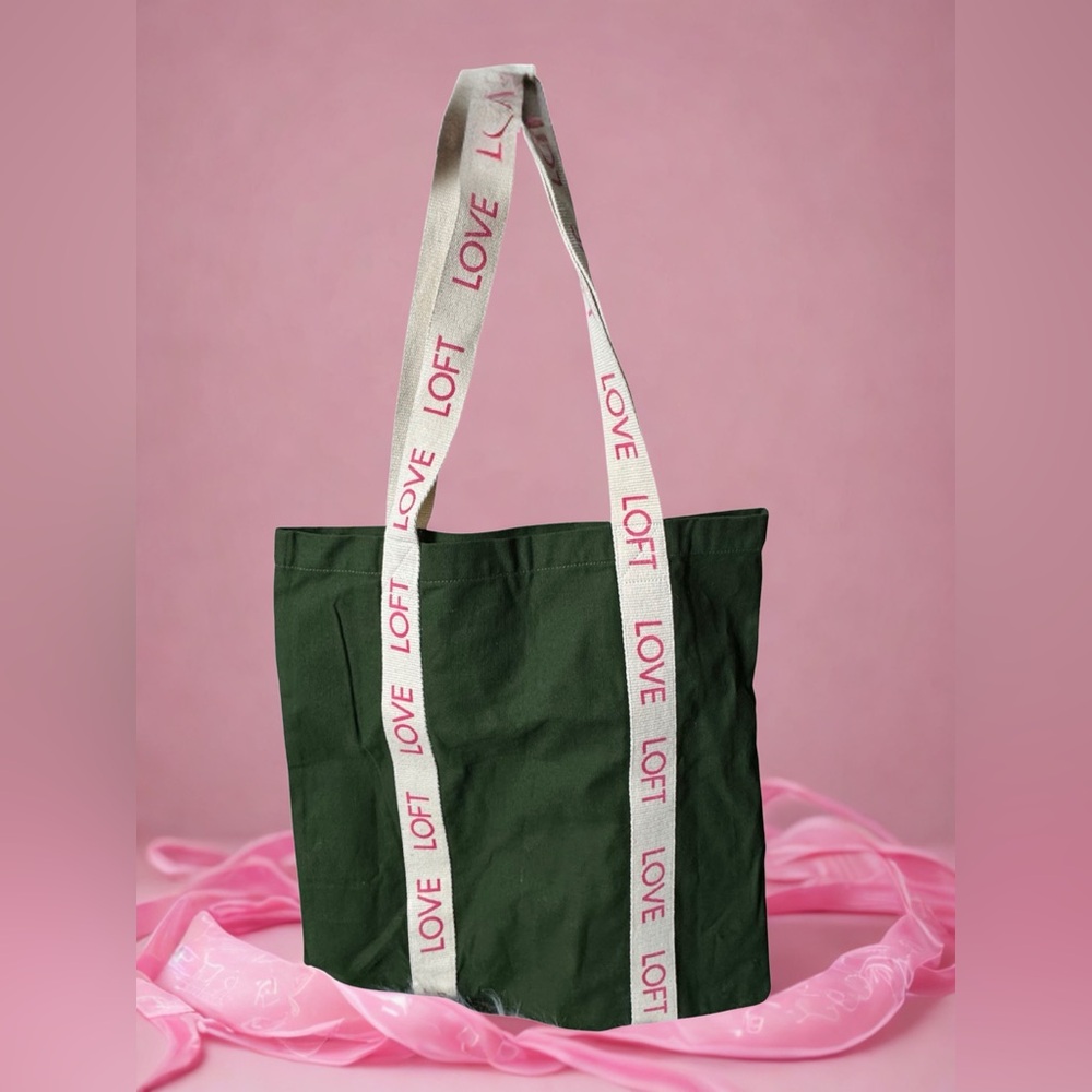 LOFT Canvas Tote Bag with Love Strap